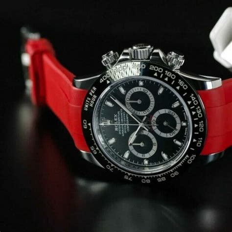 rolex daytona red band|Rolex daytona with rubber strap.